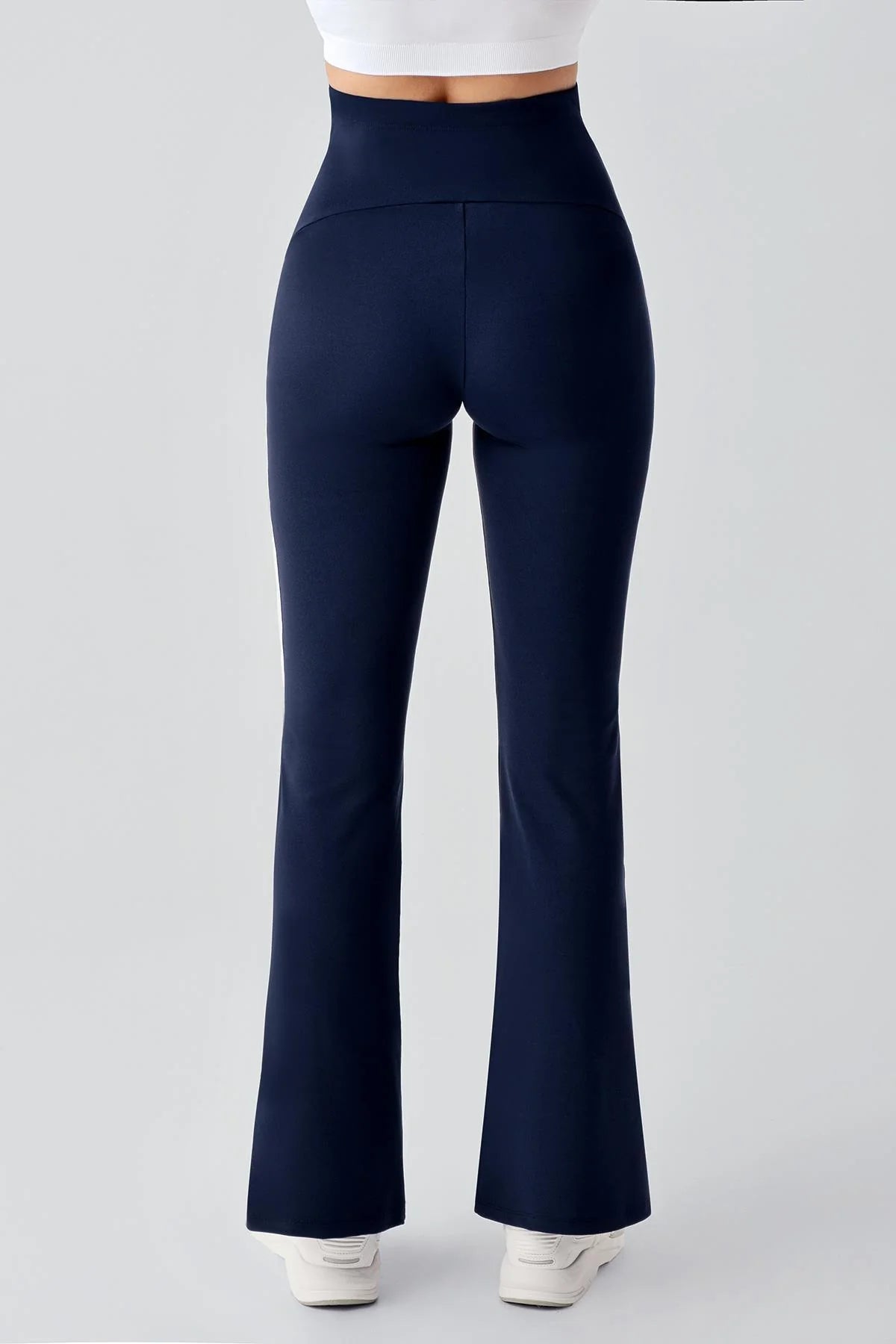 Piped Flared High Waist Stretch Shaping Maternity Leggings Navy Blue - LT9025
