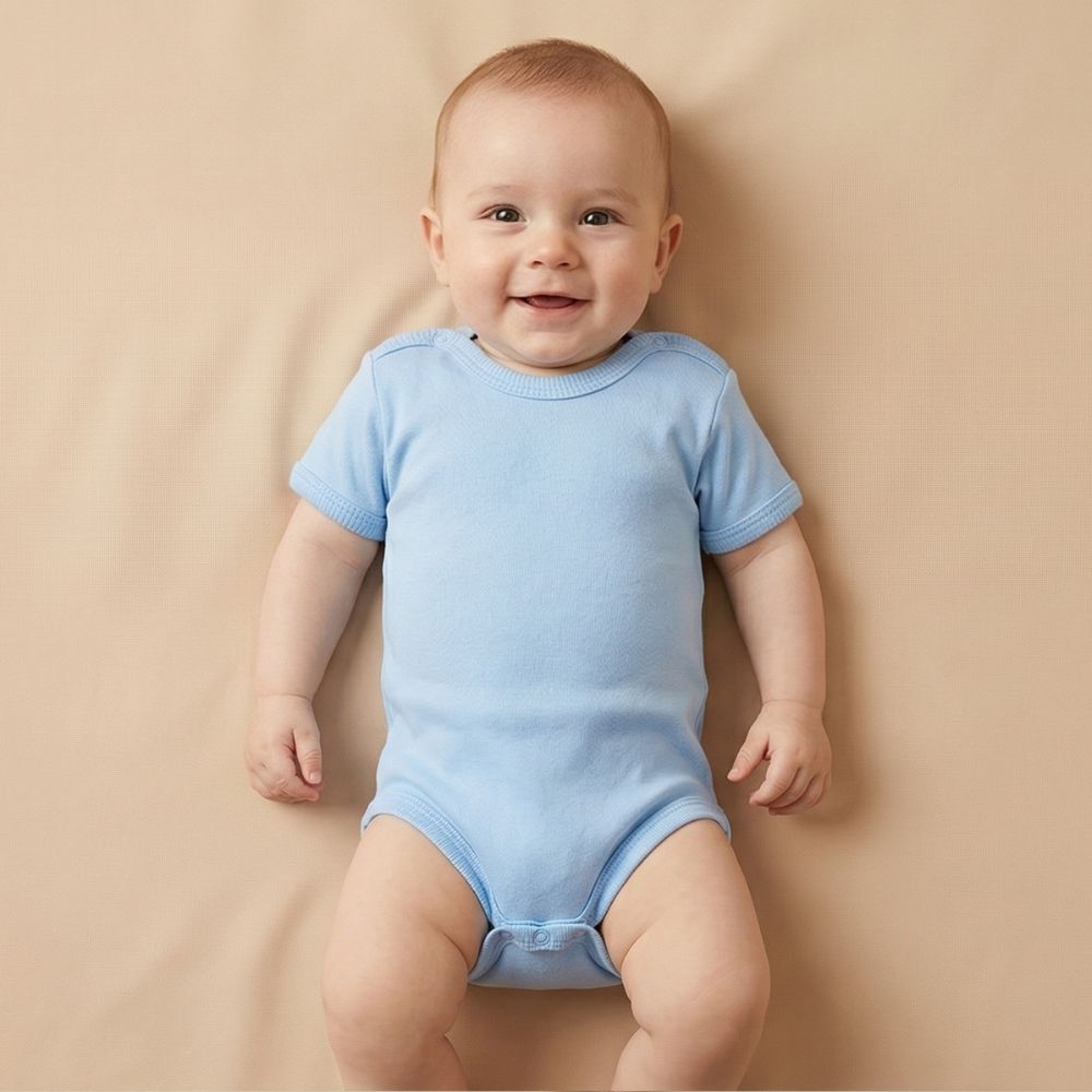 Short Sleeve Baby Bodysuit Blue (0-12 Months) - S001.0156
