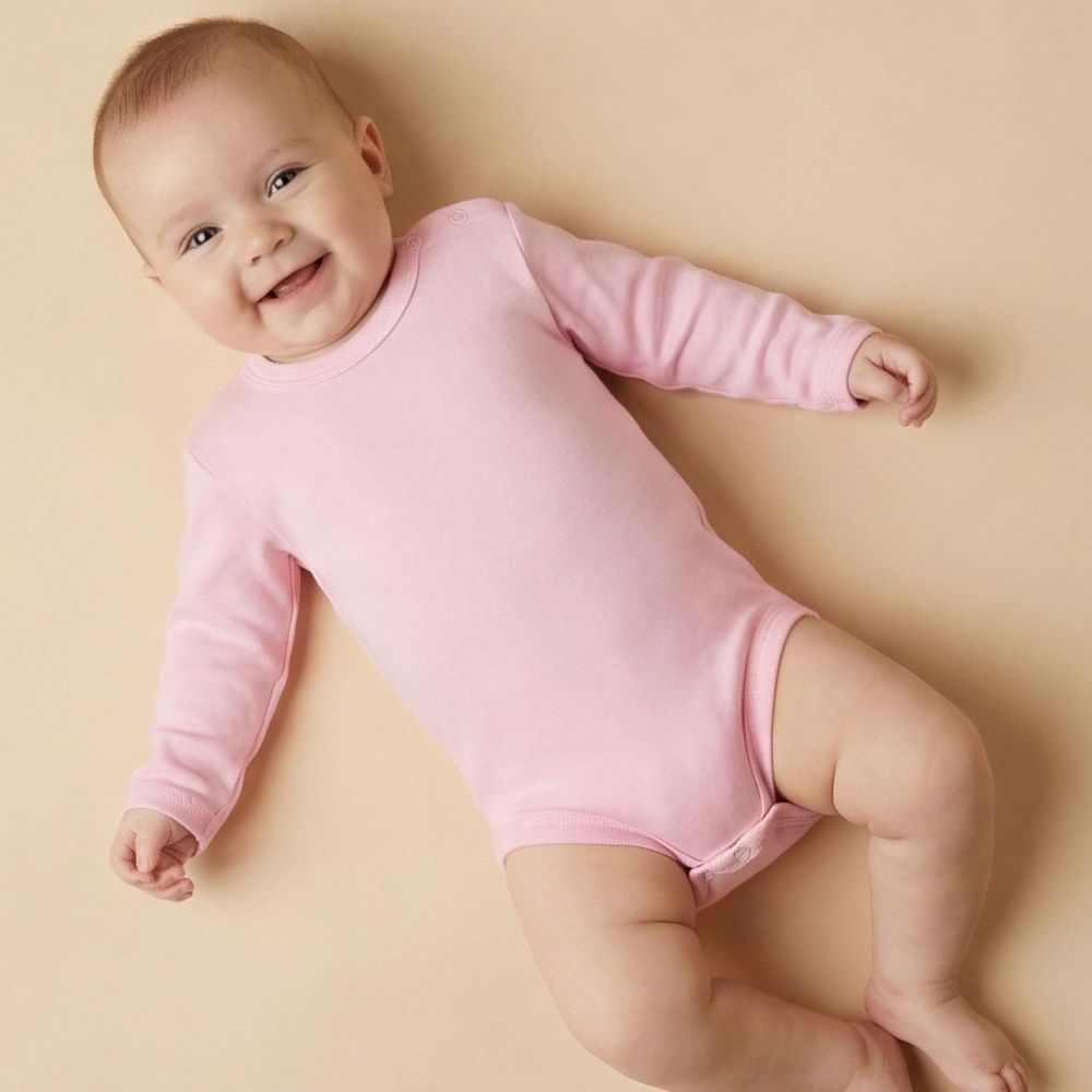 Long Sleeve Baby Bodysuit Pink (0-12 Months) - S001.0157