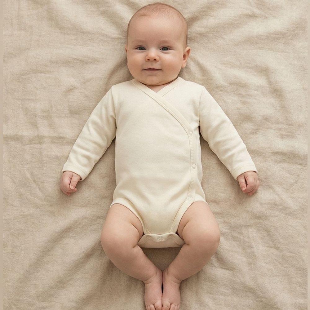 Double Breasted Baby Bodysuit Ecru (0-3 Months) - S001.5903
