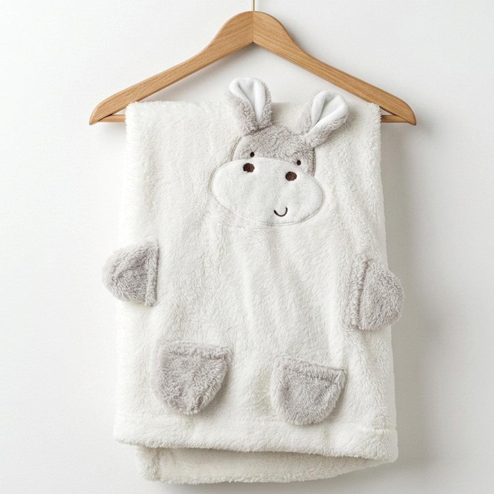 Happy Hippo Plush Cotton Baby Blanket Ecru - SP001.1160.10
