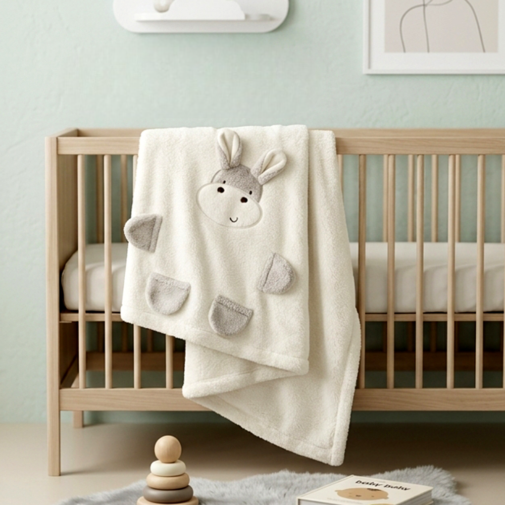 Happy Hippo Plush Cotton Baby Blanket Ecru - SP001.1160.10