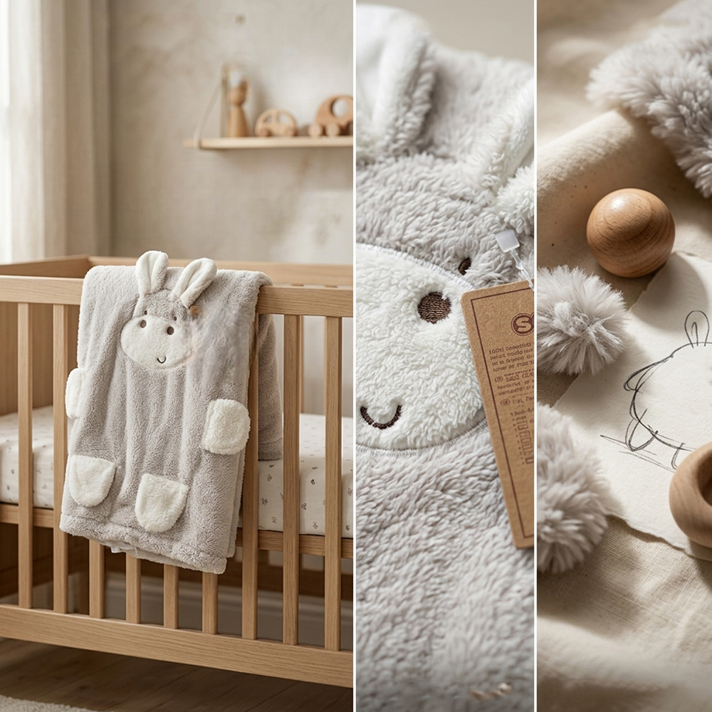 Happy Hippo Plush Cotton Baby Blanket Grey - SP001.1160.12
