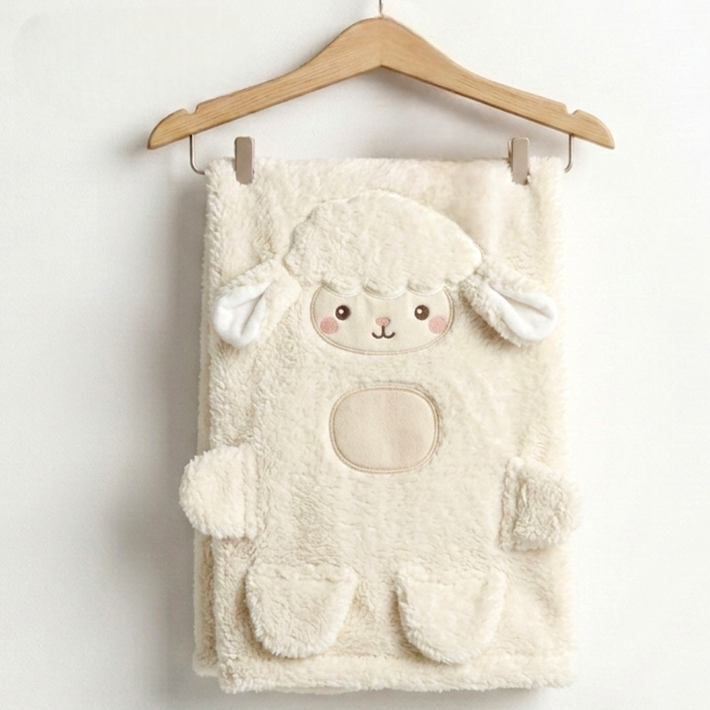 Little Lamb Plush Cotton Baby Blanket Ecru - SP001.1161.10