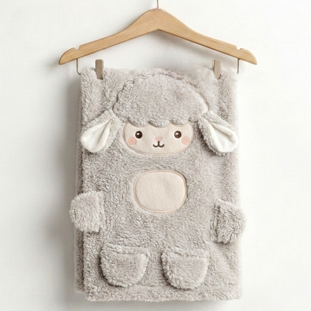 Little Lamb Plush Cotton Baby Blanket Grey - SP001.1161.12