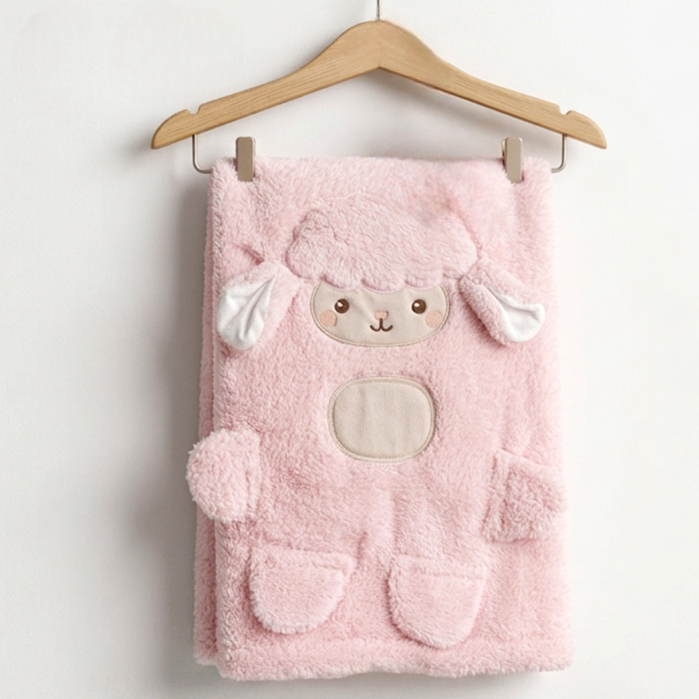Little Lamb Plush Cotton Baby Blanket Salmon - SP001.1161.8