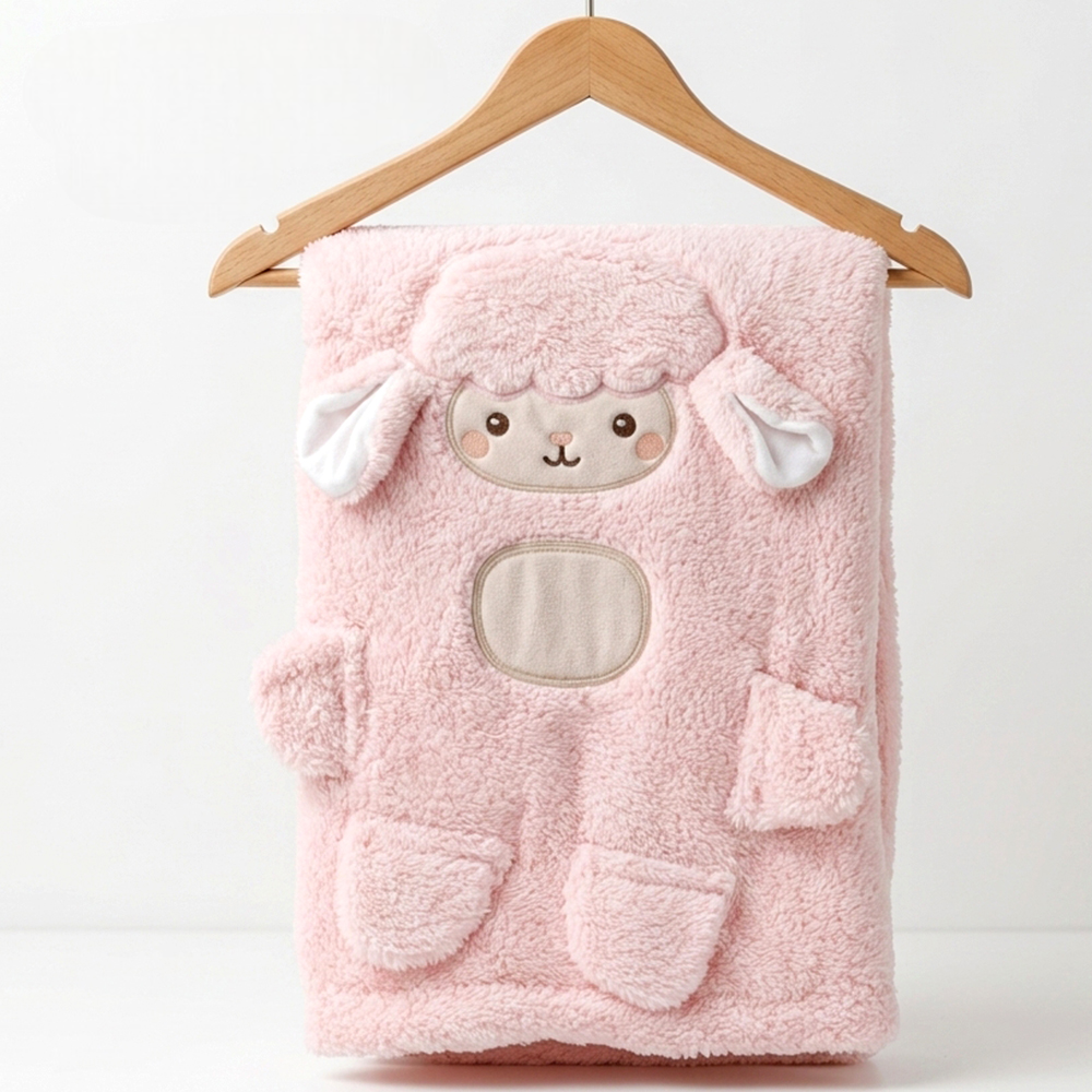 Little Lamb Plush Cotton Baby Blanket Salmon - SP001.1161.8