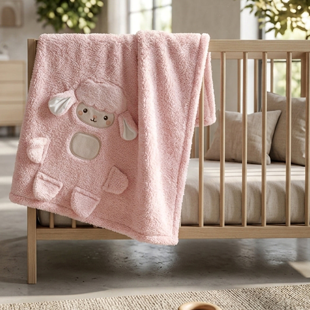 Little Lamb Plush Cotton Baby Blanket Salmon - SP001.1161.8