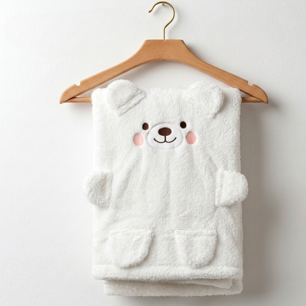 Teddy Bear Plush Cotton Baby Blanket Ecru - SP001.1162.10
