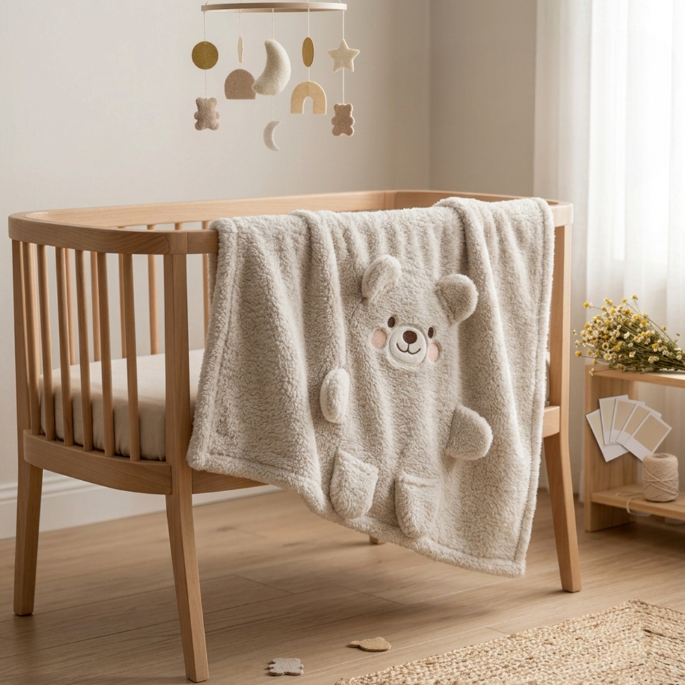 Teddy Bear Plush Cotton Baby Blanket Grey - SP001.1162.12