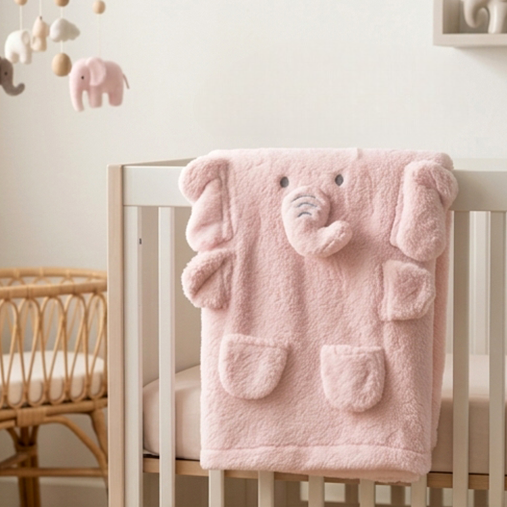 Little Elephant Plush Cotton Baby Blanket Salmon - SP001.1163.8