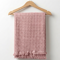 Waffle Knit Baby Blanket with Fringe Dried Rose - SP001.1170.36
