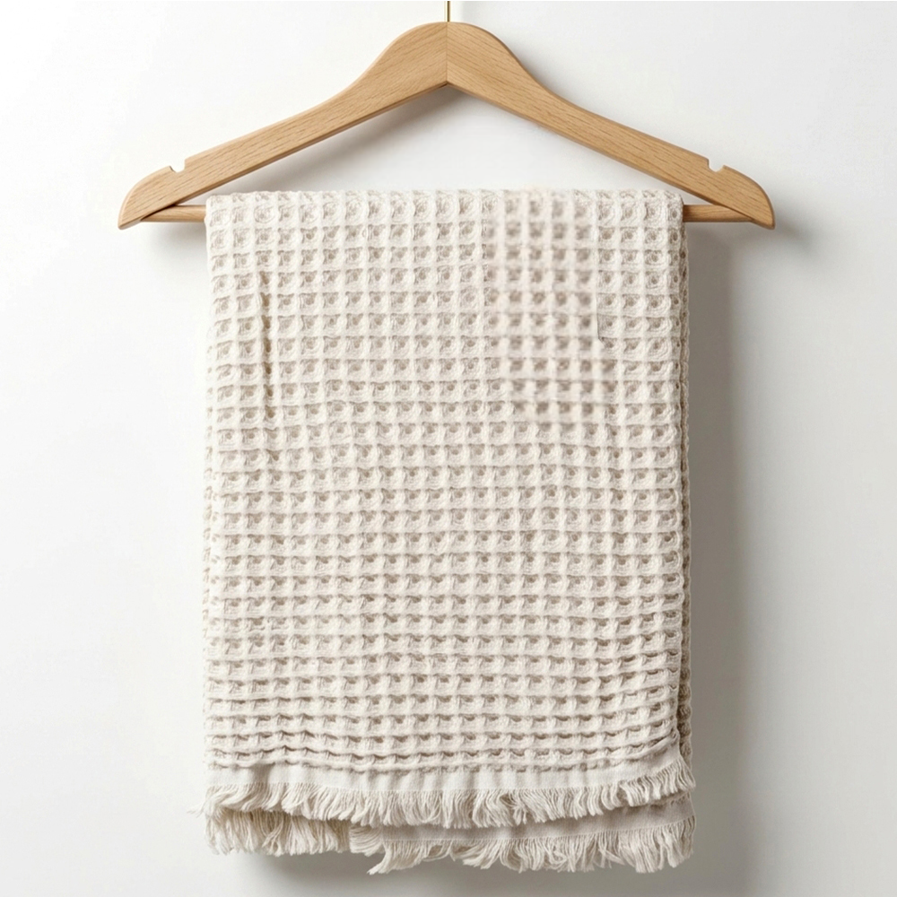 Waffle Knit Baby Blanket with Fringe Grey - SP001.1170.5