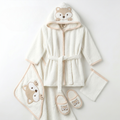 Little Raccoon Embroidery Cotton 4-Piece Baby Bathrobe Set Ecru (0-24 Months) - SP001.166