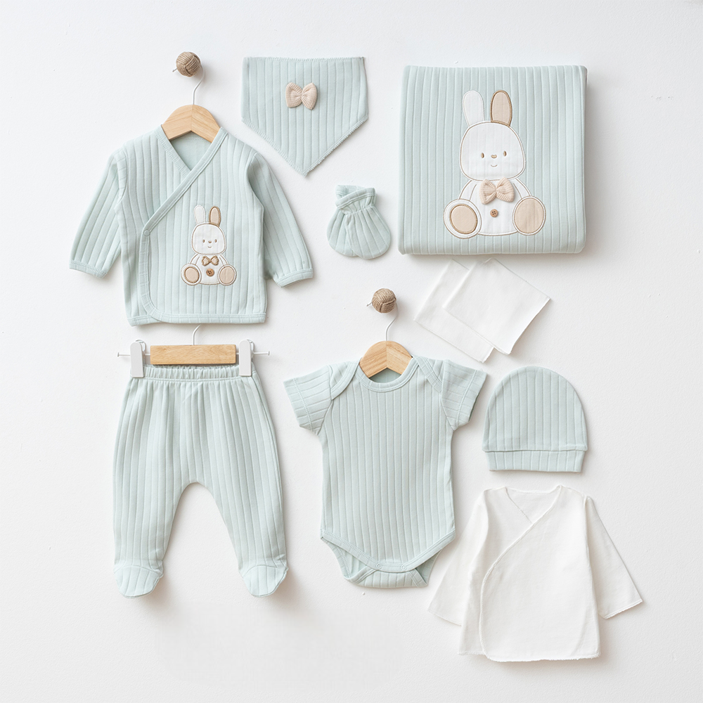 Rabbit Themed 10-Piece Newborn Welcome Set Baby Mint (0-3 Months) - SP001.2109.13