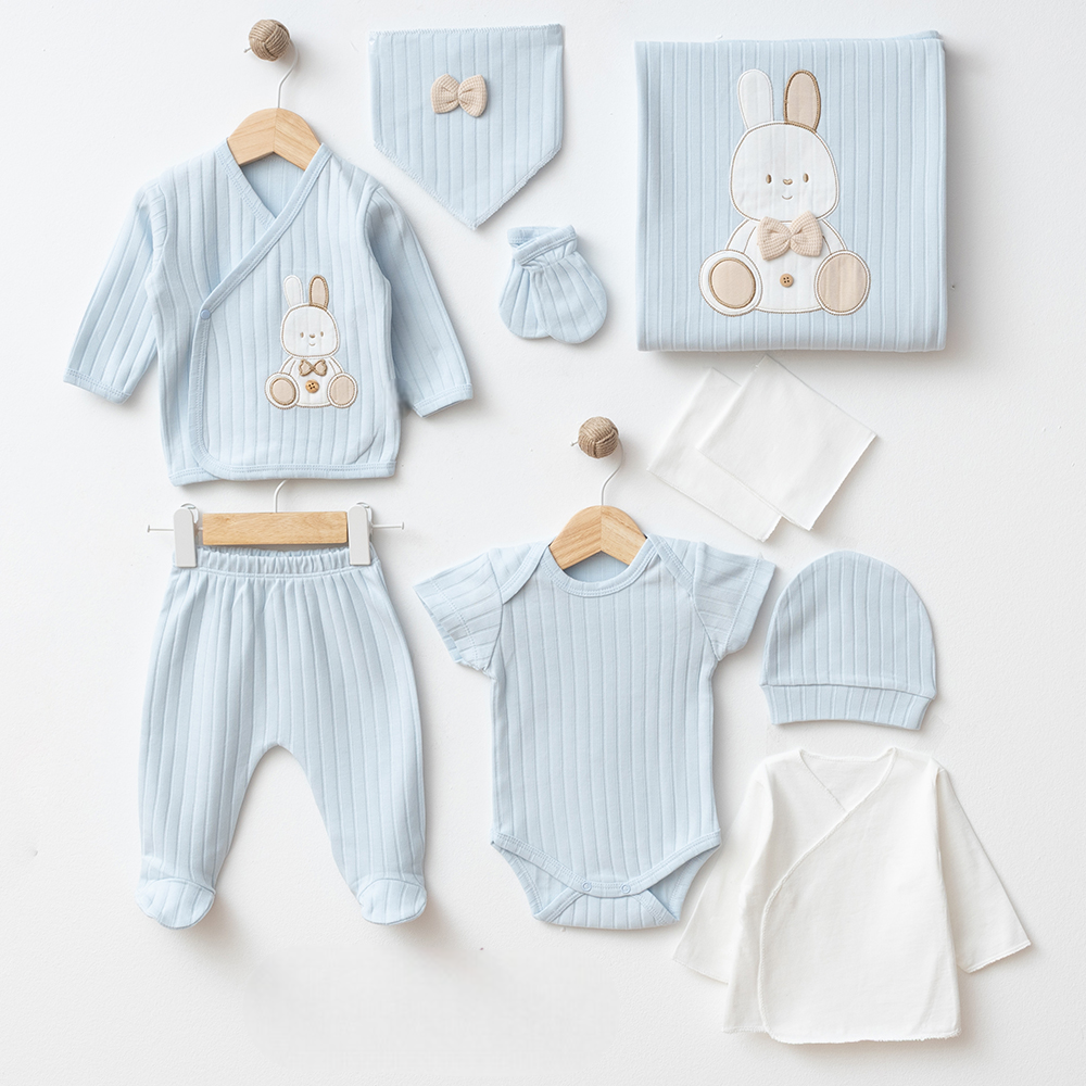 Rabbit Themed 10-Piece Newborn Welcome Set Baby Blue (0-3 Months) - SP001.2109.1