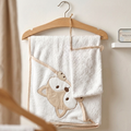 Little Raccoon Embroidery Cotton 2-Piece Baby Hooded Towel & Bath Sponge Set Ecru - SP001.602