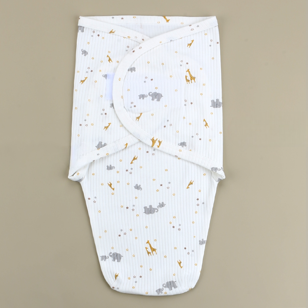 Giraffe & Elephant Cotton Baby Swaddle Ecru - SP001.72096.3