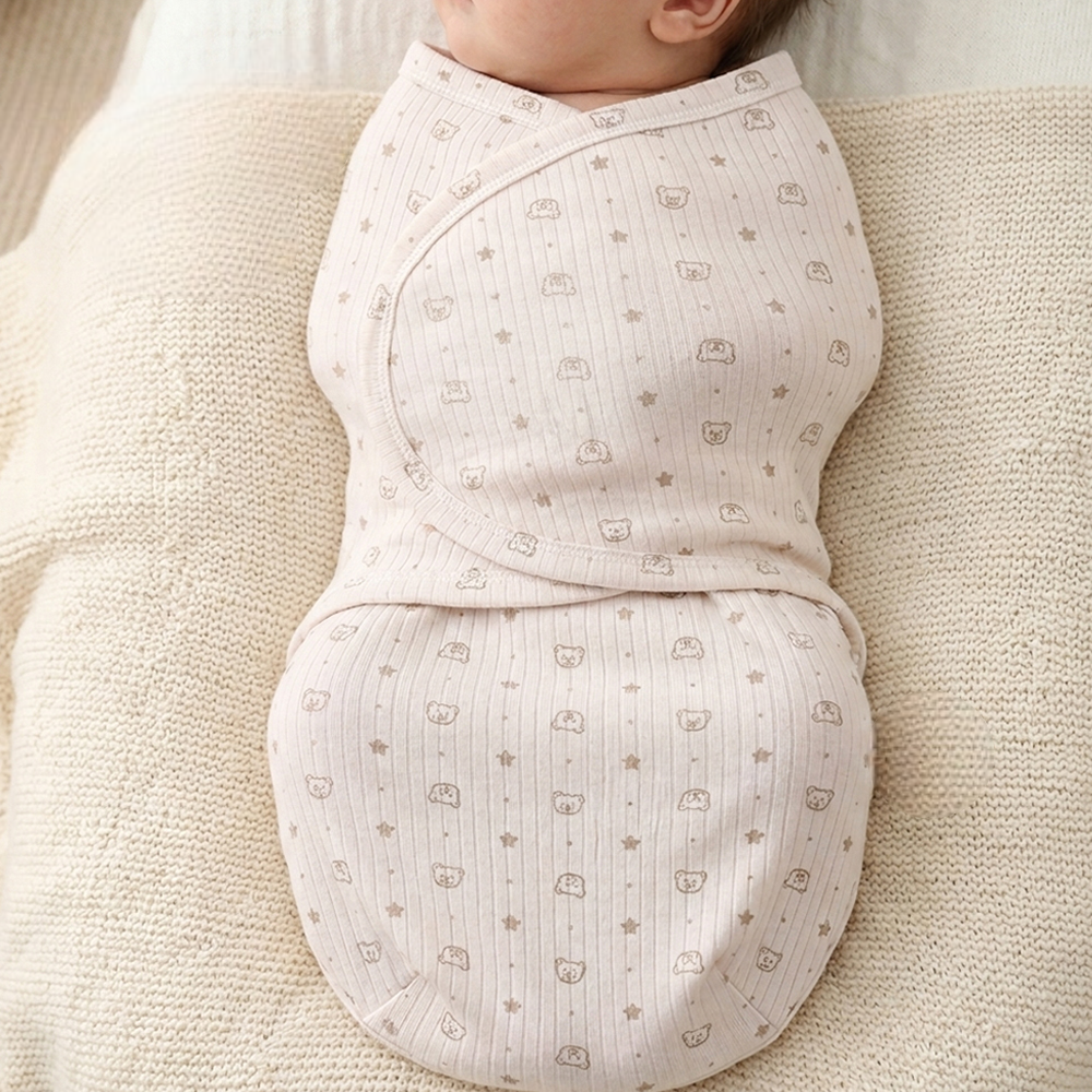 Star and Bear Cotton Baby Swaddle Beige - SP001.72102.12