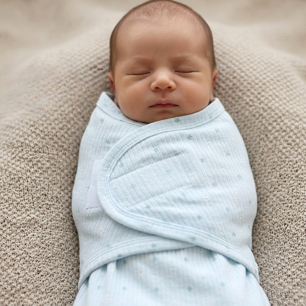 Star and Bear Cotton Baby Swaddle Blue - SP001.72102.1