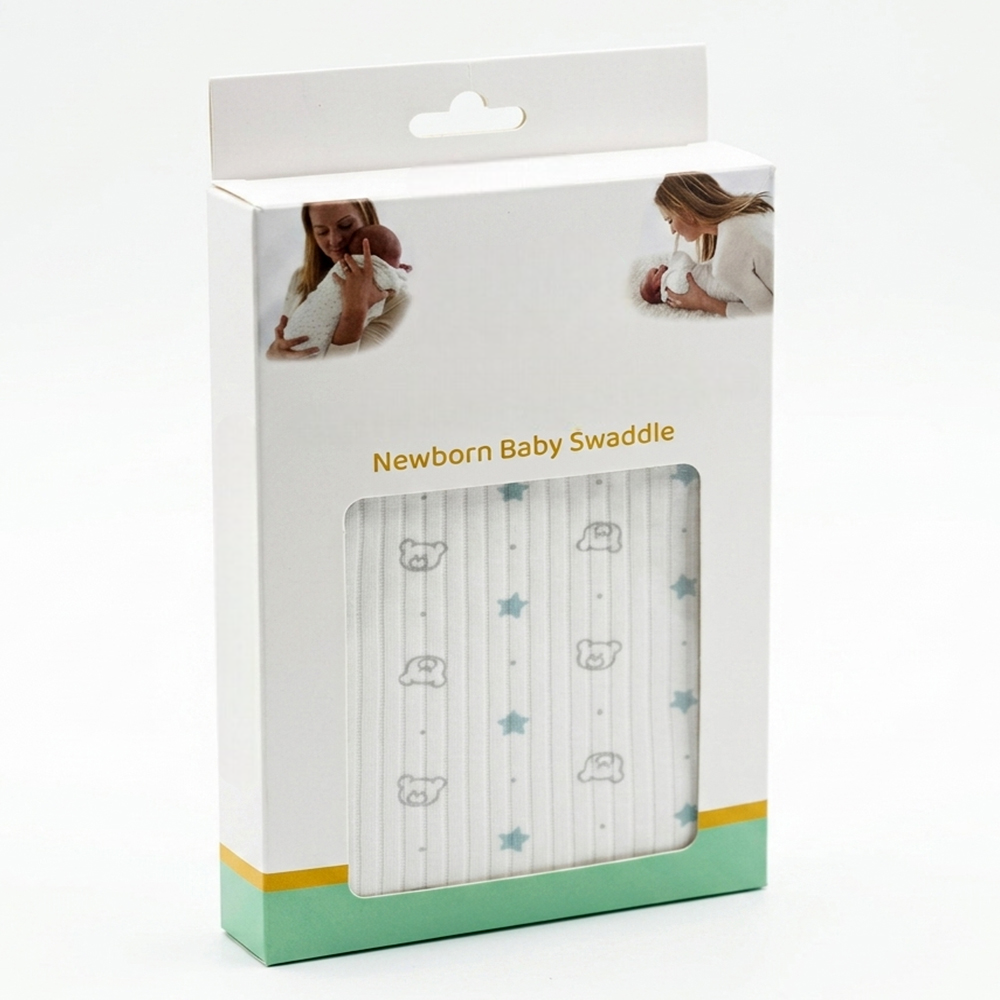 Star and Bear Cotton Baby Swaddle Ecru - SP001.72102.3