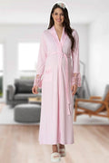 Elegant Lace Maternity Robe Pink - C5413