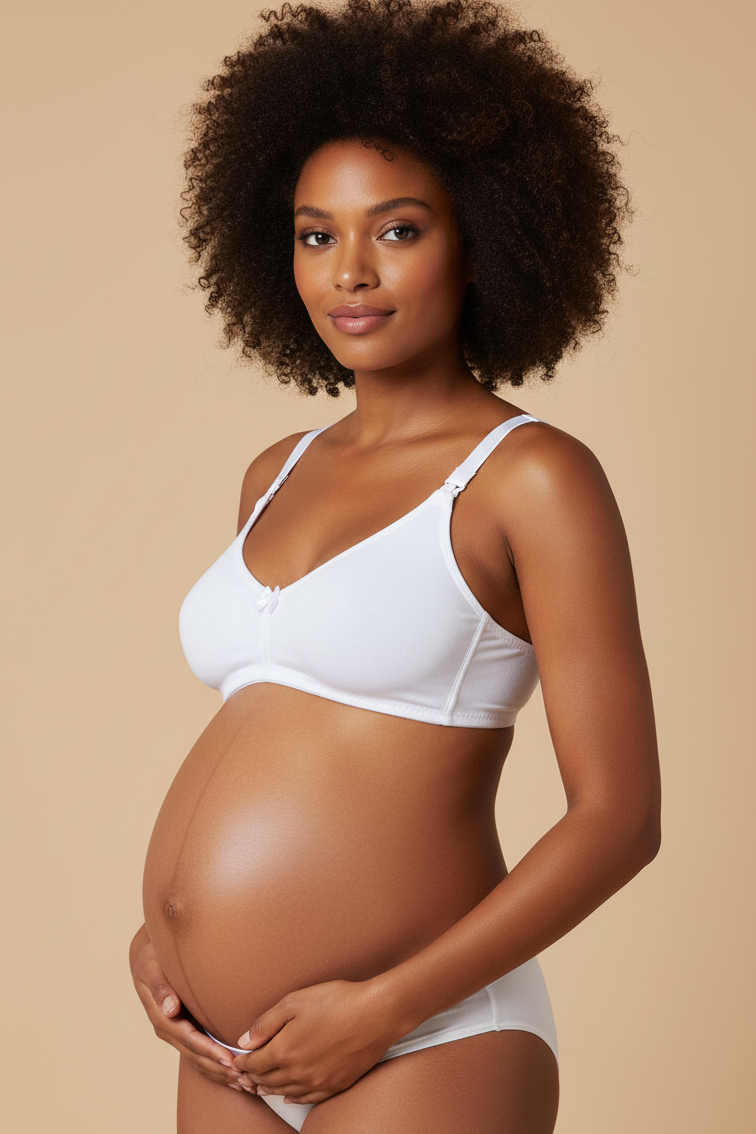 2-Pack Textured Cotton Wire-Free & Pad-Free Nursing Bra White - 6010eb