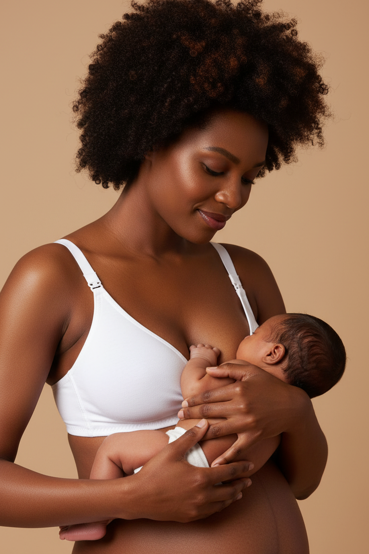 Textured Cotton Wire-Free & Pad-Free Nursing Bra White - 6010